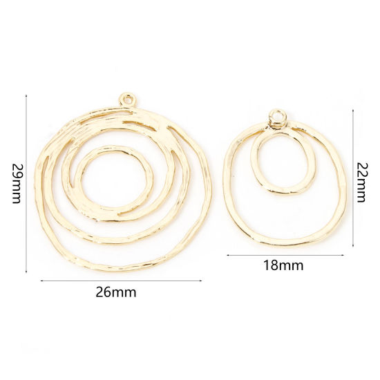 Immagine di 2 Pz Ottone Ciondoli Irregolare Placcato Oro 18K Circolo Filigrana