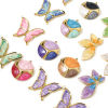 Picture of Vacuum Plating 304 Stainless Steel Retro Pendants Gold Plated Multicolor Gradient Color Butterfly Animal Enamel