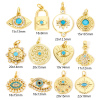 Picture of Eco-friendly Brass Charms 18K Real Gold Plated Round Eye of Providence/ All-seeing Eye Blue Cubic Zirconia