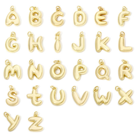 Eco-friendly Brass Charms 18K Real Gold Plated Capital Alphabet Initial Letter Message " A-Z " 3D