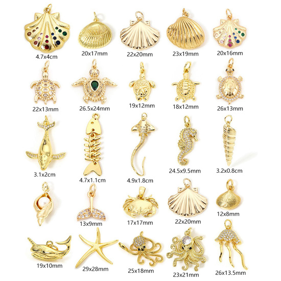 Image de 1 Pièce Breloques en Laiton Respectueux de la Nature Plaqué Or Véritable 18K