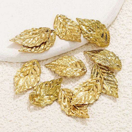 Image de 10 Pcs Breloques en 304 Acier Inoxydable Feuille