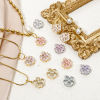 Picture of Eco-friendly Brass & Glass Charms Real Gold Plated Flower Clear Cubic Zirconia Multicolor Rhinestone 13mm x 11mm