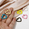 Picture of Eco-friendly Brass Valentine's Day Charm Pendant 18K Real Gold Plated Multicolor Heart Enamel Multicolour Cubic Zirconia 26mm x 21mm