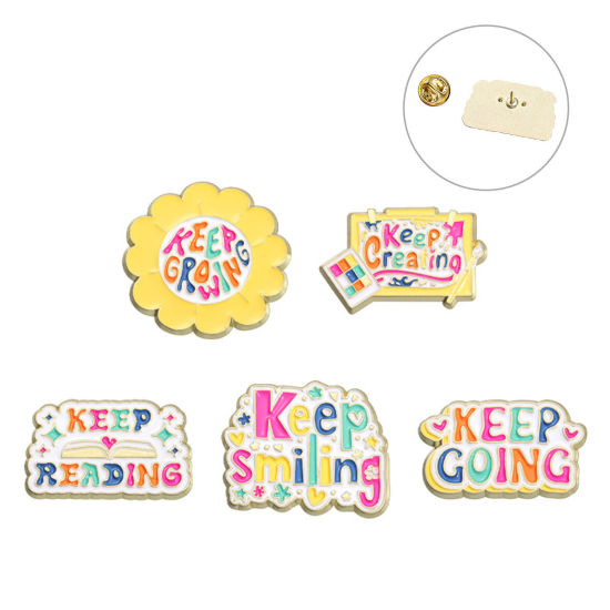 Image de 1 Pièce Broche Epingle Mignon Doré Émail