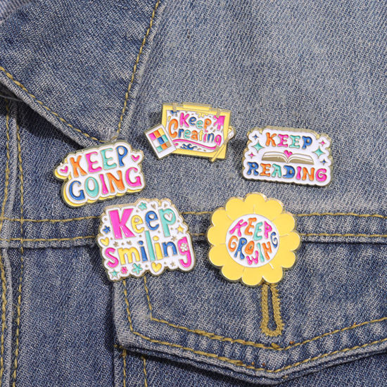 Image de 1 Pièce Broche Epingle Mignon Doré Émail
