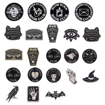 Punk Pin Brooches Hand Star Black Enamel