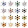 Picture of Eco-friendly Brass Christmas Charms Wholesale Real Gold Plated Christmas Snowflake Multicolor Rhinestone Clear Cubic Zirconia 20.5mm x 16mm