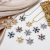 Picture of Eco-friendly Brass Christmas Charms Wholesale Real Gold Plated Christmas Snowflake Multicolor Rhinestone Clear Cubic Zirconia 20.5mm x 16mm