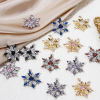 Picture of Eco-friendly Brass Christmas Charms Wholesale Real Gold Plated Christmas Snowflake Multicolor Rhinestone Clear Cubic Zirconia 20.5mm x 16mm