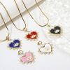 Picture of Eco-friendly Brass Valentine's Day Charms 18K Real Gold Plated Multicolor Heart Eye Enamel Clear Cubic Zirconia Clear Rhinestone 26mm x 18mm