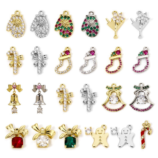 Bild von Messing Weihnachten Charms Micro Pave