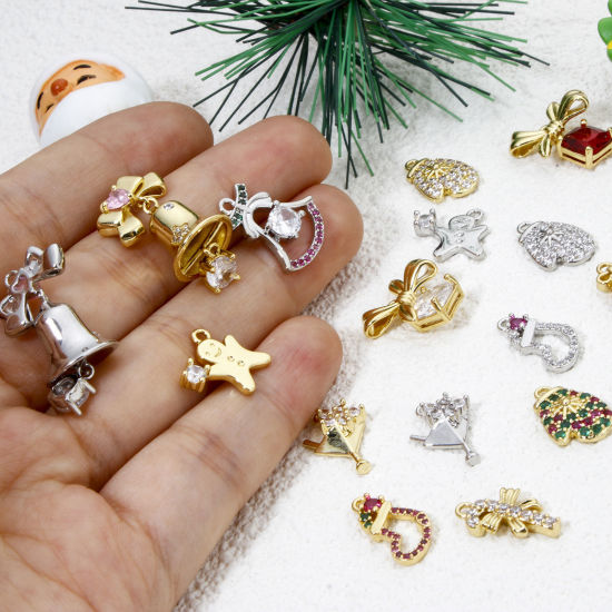 Bild von Messing Weihnachten Charms Micro Pave