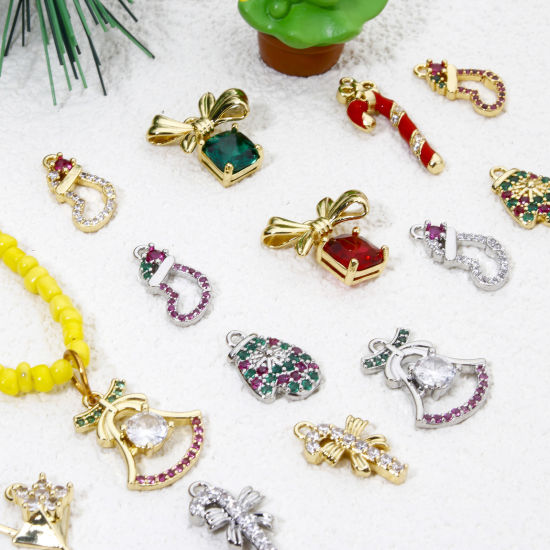 Bild von Messing Weihnachten Charms Micro Pave