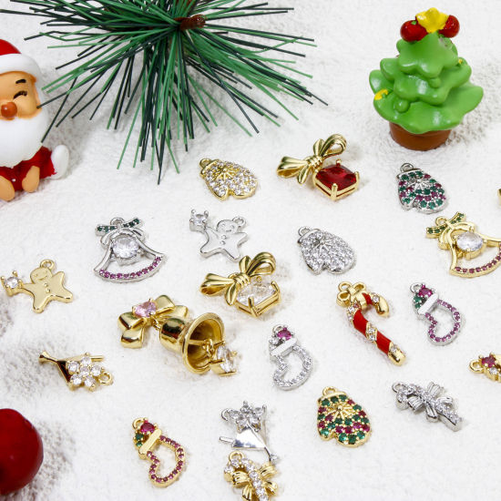 Bild von Messing Weihnachten Charms Micro Pave