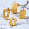 Image de 2 Pcs Boucle d'Oreille à Tige avec Accessoires de Connecteur de Boucle en 304 Acier Inoxydable Rectangle