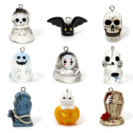 5 個 樹脂 ハロウィン チャーム 3D 多色 の画像