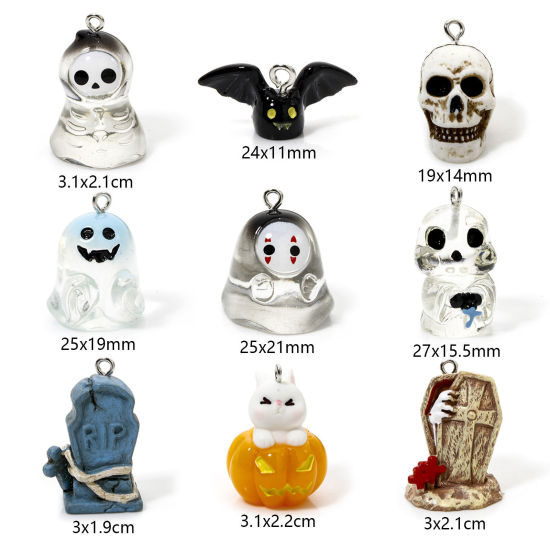 5 個 樹脂 ハロウィン チャーム 3D 多色 の画像
