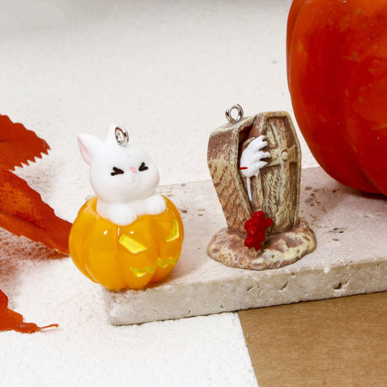 5 個 樹脂 ハロウィン チャーム 3D 多色 の画像