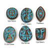 Picture of Zinc Based Alloy Spacer Beads For DIY Jewelry Making Antique Copper Blue Face Fairy Patina Finish Verdigris Effect