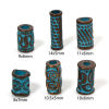 Picture of Zinc Based Alloy Spacer Beads For DIY Jewelry Making Antique Copper Blue Cylinder Spiral Patina Finish Verdigris Effect