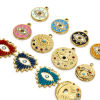 Picture of Eco-friendly Vacuum Plating 304 Stainless Steel Religious Charmes Gold Plated Evil Eye Rhinestone