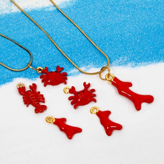 Picture of Zinc Based Alloy Ocean Jewelry Charms Gold Plated Enamel 3D