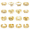 Picture of Vacuum Plating 304 Stainless Steel Open Rings 18K Gold Plated Acrylic Imitation Pearl