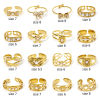 Picture of Vacuum Plating 304 Stainless Steel Open Rings 18K Gold Plated Acrylic Imitation Pearl