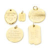 Picture of Eco-friendly Vacuum Plating 304 Stainless Steel Charms 18K Real Gold Plated Round Oval Message " Goodluck "