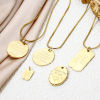 Picture of Eco-friendly Vacuum Plating 304 Stainless Steel Charms 18K Real Gold Plated Round Oval Message " Goodluck "