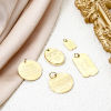 Picture of Eco-friendly Vacuum Plating 304 Stainless Steel Charms 18K Real Gold Plated Round Oval Message " Goodluck "