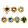 Picture of Eco-friendly Vacuum Plating 304 Stainless Steel Valentine's Day Charms Gold Plated Heart Multicolour Cubic Zirconia 13mm x 10mm