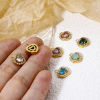 Picture of Eco-friendly Vacuum Plating 304 Stainless Steel Valentine's Day Charms Gold Plated Heart Multicolour Cubic Zirconia 13mm x 10mm