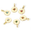 Picture of Brass Galaxy Charms Wholesale Real Gold Plated Irregular Star Multicolour Cubic Zirconia 17mm x 11mm