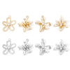 Picture of Eco-friendly Brass Charms Real Gold Plated Flower Hollow Clear Cubic Zirconia