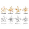 Picture of Eco-friendly Brass Charms Real Gold Plated Flower Hollow Clear Cubic Zirconia
