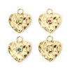 Picture of Eco-friendly Vacuum Plating 304 Stainless Steel Valentine's Day Charms 14K Real Gold Plated Heart Hammered Multicolor Rhinestone 16.5mm x 14mm