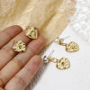 Picture of Eco-friendly Vacuum Plating 304 Stainless Steel Valentine's Day Charms 14K Real Gold Plated Heart Hammered Multicolor Rhinestone 16.5mm x 14mm