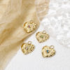Picture of Eco-friendly Vacuum Plating 304 Stainless Steel Valentine's Day Charms 14K Real Gold Plated Heart Hammered Multicolor Rhinestone 16.5mm x 14mm