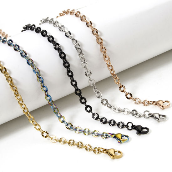 Image de Colliers En Gros en 304 Acier Inoxydable, Chaîne Maille Forçat, Unisexe Minimaliste Cadeau Bijoux pour Détaillants 40cm long, Taille de la Chaîne: 4mm, 1 Pièce