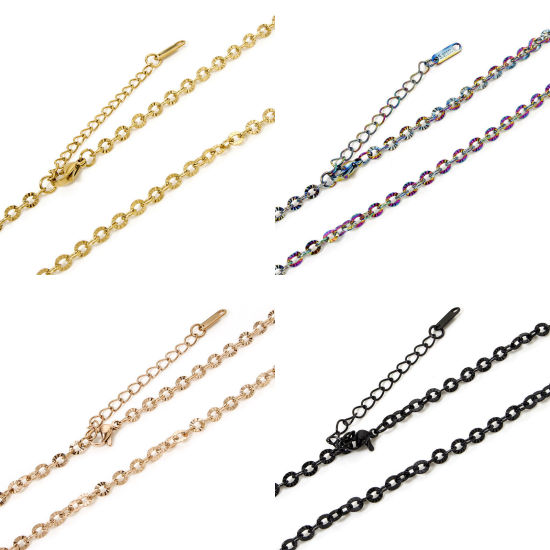 Image de Colliers En Gros en 304 Acier Inoxydable, Chaîne Maille Forçat, Unisexe Minimaliste Cadeau Bijoux pour Détaillants 40cm long, Taille de la Chaîne: 4mm, 1 Pièce