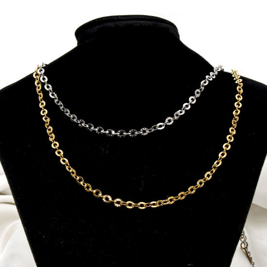 Image de Colliers En Gros en 304 Acier Inoxydable, Chaîne Maille Forçat, Unisexe Minimaliste Cadeau Bijoux pour Détaillants 40cm long, Taille de la Chaîne: 4mm, 1 Pièce