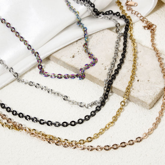 Image de Colliers En Gros en 304 Acier Inoxydable, Chaîne Maille Forçat, Unisexe Minimaliste Cadeau Bijoux pour Détaillants 40cm long, Taille de la Chaîne: 4mm, 1 Pièce