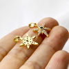 Picture of 2 PCs Brass Galaxy Charm Pendant Real Gold Plated Star Micro Pave Clear Cubic Zirconia 20mm x 11mm