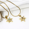 Picture of 2 PCs Brass Galaxy Charm Pendant Real Gold Plated Star Micro Pave Clear Cubic Zirconia 20mm x 11mm