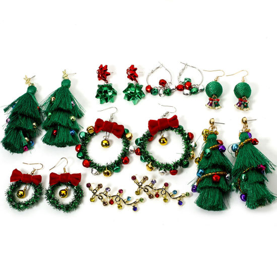 Image de 1 Paire Boucles d'Oreilles Noël en Alliage de Zinc Multicolore 3D