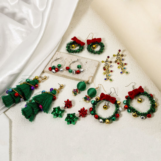 Image de 1 Paire Boucles d'Oreilles Noël en Alliage de Zinc Multicolore 3D