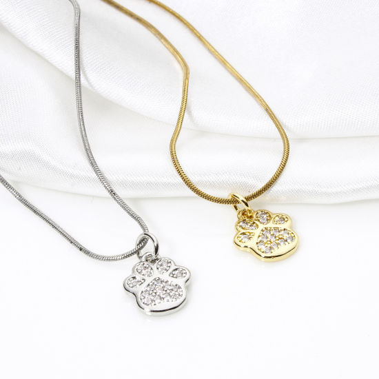 Picture of Brass Pet Memorial Charms Multicolor Dog Paw Claw Micro Pave Clear Cubic Zirconia 16mm x 11mm