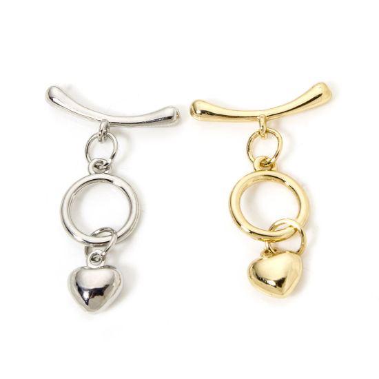 Image de 2 Kits Fermoir Toggle en Laiton Rond Cœur Multicolore